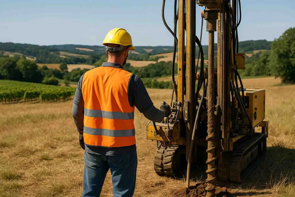 Photo d'un expert réalisant une étude de sol G2